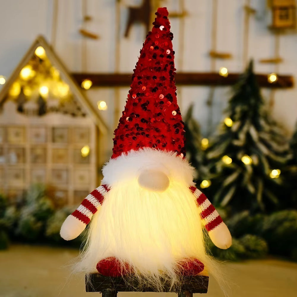 2025 Gnome Christmas Decorations 30Cm Light up Christmas Gnomes Plush Doll Ornaments Knited Elf Dwarf Gift Home Table Decoration