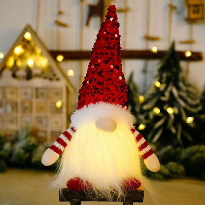 2025 Gnome Christmas Decorations 30Cm Light up Christmas Gnomes Plush Doll Ornaments Knited Elf Dwarf Gift Home Table Decoration