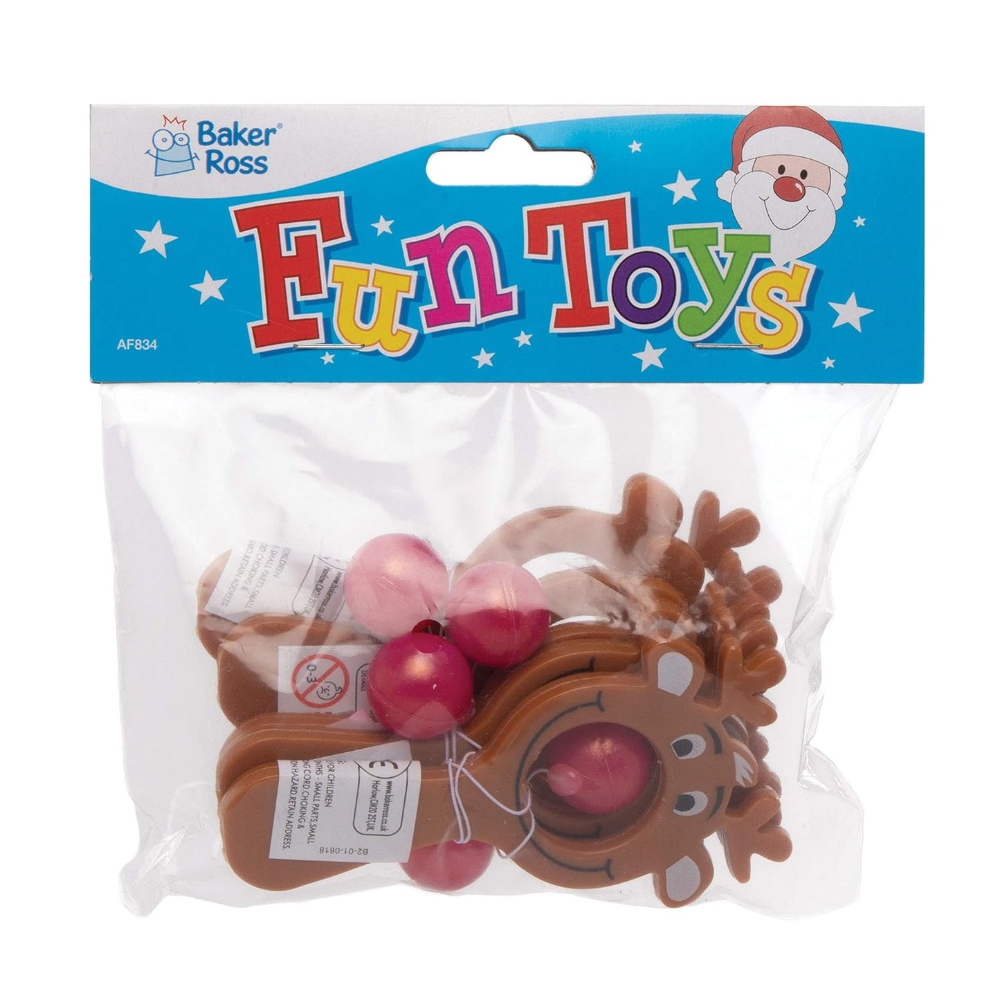 AF834 Mini Reindeer Bat & Ball Games Value Pack — Christmas Novelty Toys for Kids, Perfect Party, Loot, Prize Bag or Stocking Filler (Pack of 5), Assorted