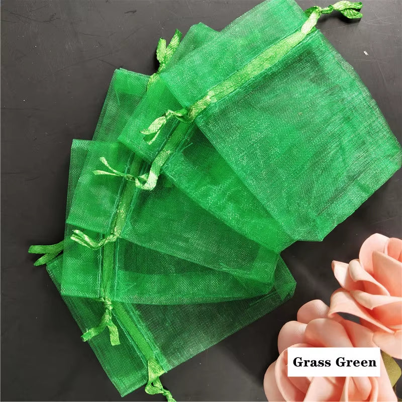 50Pcs Tulle Bags Organza Sheer Gauze Element Jewelry Bags Packing Drawable Organza Bags Wedding Christmas Organza Gift Bag 5Z