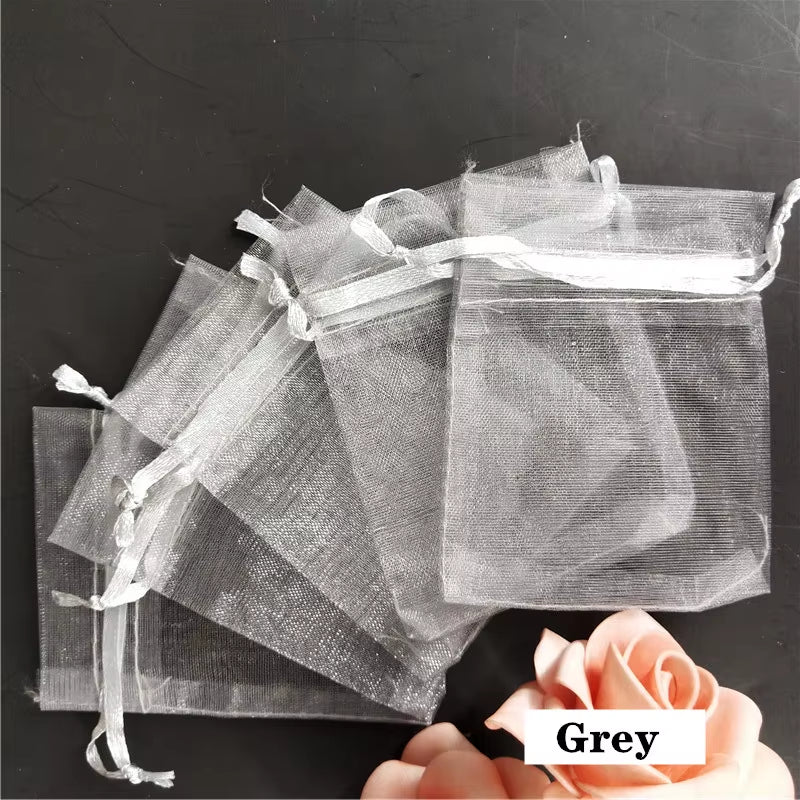 50Pcs Tulle Bags Organza Sheer Gauze Element Jewelry Bags Packing Drawable Organza Bags Wedding Christmas Organza Gift Bag 5Z