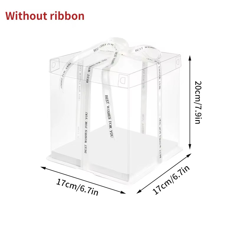 Transparent Birthday Cake Box Clear Gift Box Bakery Wrapping Boxes Cake Dessert Storage Boxes Wedding Party Present Case