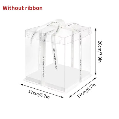 Transparent Birthday Cake Box Clear Gift Box Bakery Wrapping Boxes Cake Dessert Storage Boxes Wedding Party Present Case