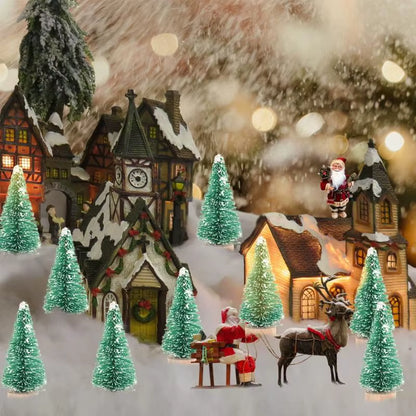 12PCS DIY Mini Christmas Tree 4.5Cm Sisal Silk Cedar Desktop Decoration Small Christmas Tree Xmas New Year Navidad Decor Gifts