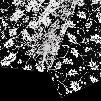 5M White Holly Christmas Hamper Cellophane Wrap, 80Cm Wide Clear Gift Cellophane Wrapping Paper,Eco-Firendly Large Cellophane Christmas Gifts Wrapping for Hampers