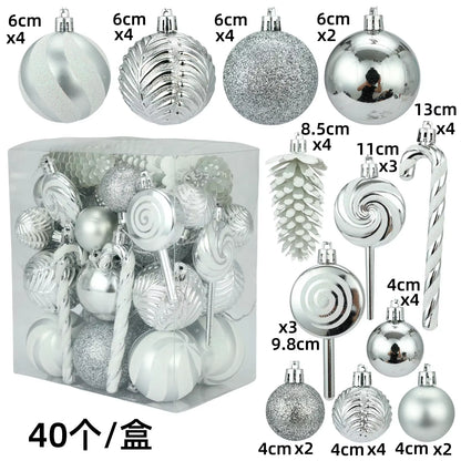 29/40/50Pcs Silver Red Special-Shaped Christmas Ball Ornaments Christmas Tree Party Decoration Christmas Spheres Pendant New