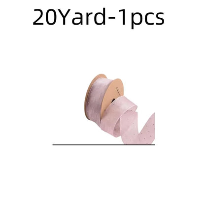 20Yards 4CM Silver Dots Organza Gauze Packaging Ribbon Tape Flower Gift Box Wrap Bow DIY Wedding Christmas Party Decoration