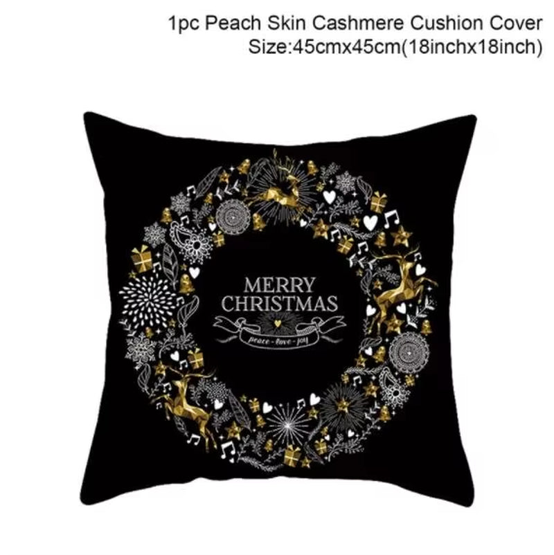 Christmas Cushion Cover Merry Christmas Decorations for Home 2023 Christmas Ornament Navidad Xmas Santa Natal Noel New Year 2024