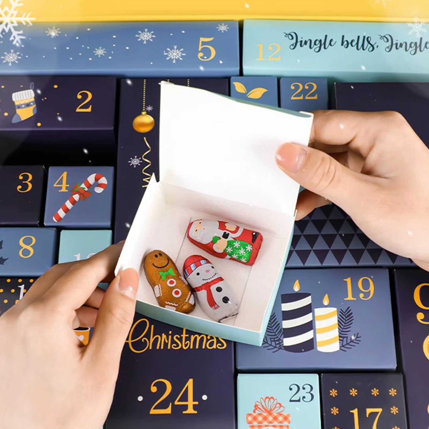 24Pcs/Set Christmas Advent Calendar Box Kraft Paper Candy Box 24 Days Countdown to Xmas Gift Boxes Navidad New Year Decorations