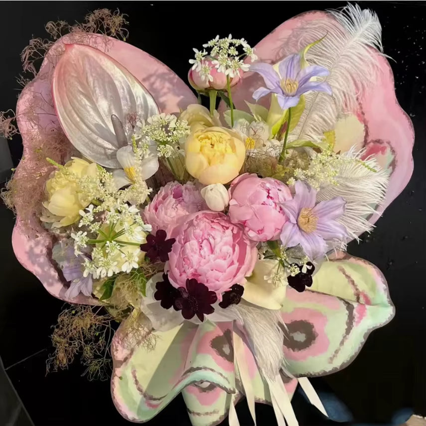 20 Pcs/Pack Flower Wrapping Paper DIY Butterfly Wings Shaped Bouquet Packaging Paper Wedding Party Gift Packing Florist Material