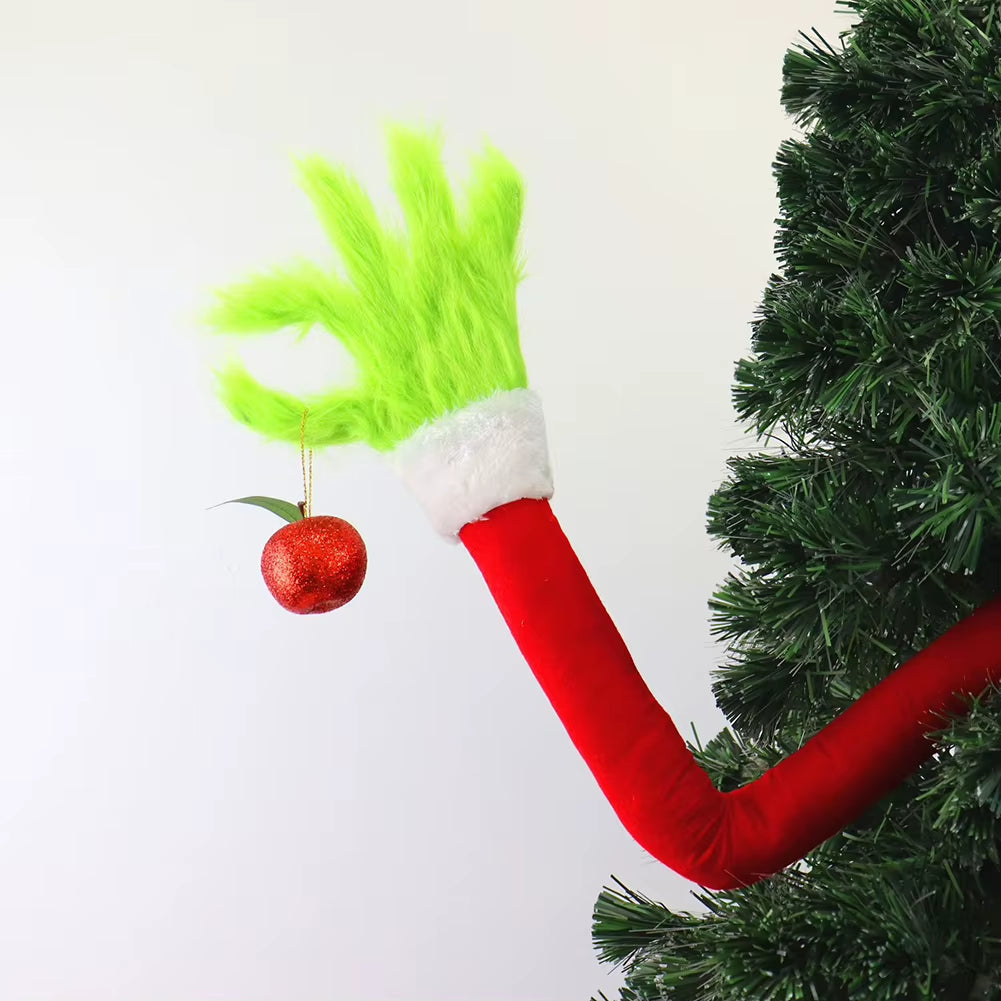 2025 Green Fur Monster Arm Pendant Christmas Decor Green Grinch Monster Doll Arm Elf Arms Christmas Tree Home Party Ornament