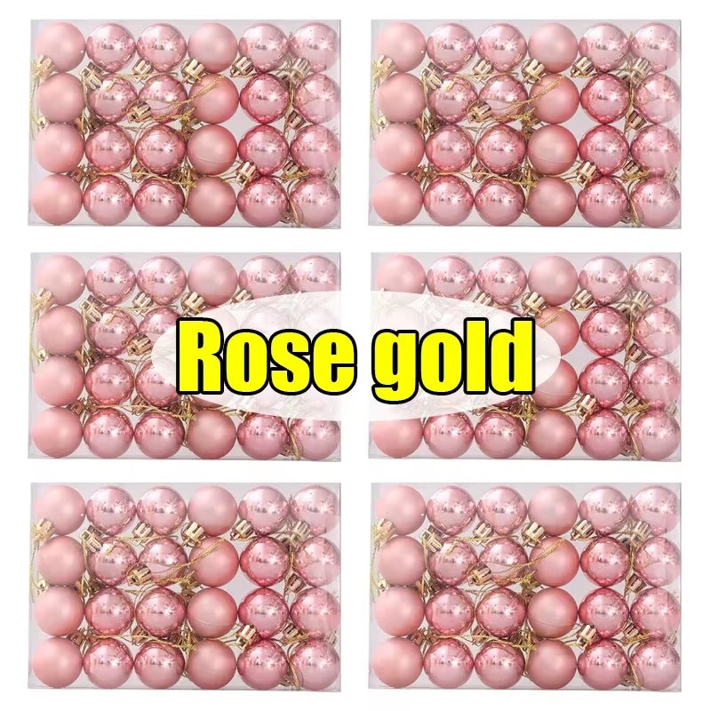 144/24Pcs Mini Electroplated Christmas Balls Set Xmas Tree Pendant Christmas Ball Hanging Ornament for New Year Party Home Decor