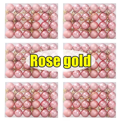 144/24Pcs Mini Electroplated Christmas Balls Set Xmas Tree Pendant Christmas Ball Hanging Ornament for New Year Party Home Decor