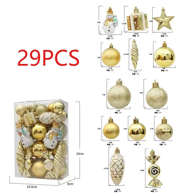 29/40/50Pcs Silver Red Special-Shaped Christmas Ball Ornaments Christmas Tree Party Decoration Christmas Spheres Pendant New