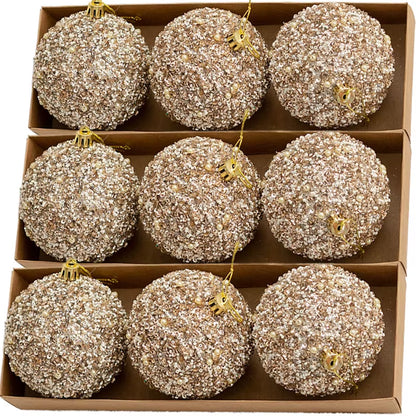 6-30Pcs Champagne Gold Glitter Christmas Balls 6Cm Xmas Tree Hanging Sparkling Ball Pendants for New Year Party Decor Ornaments