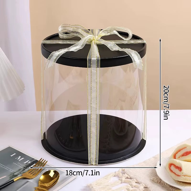 Transparent Birthday Cake Box Clear Gift Box Bakery Wrapping Boxes Cake Dessert Storage Boxes Wedding Party Present Case