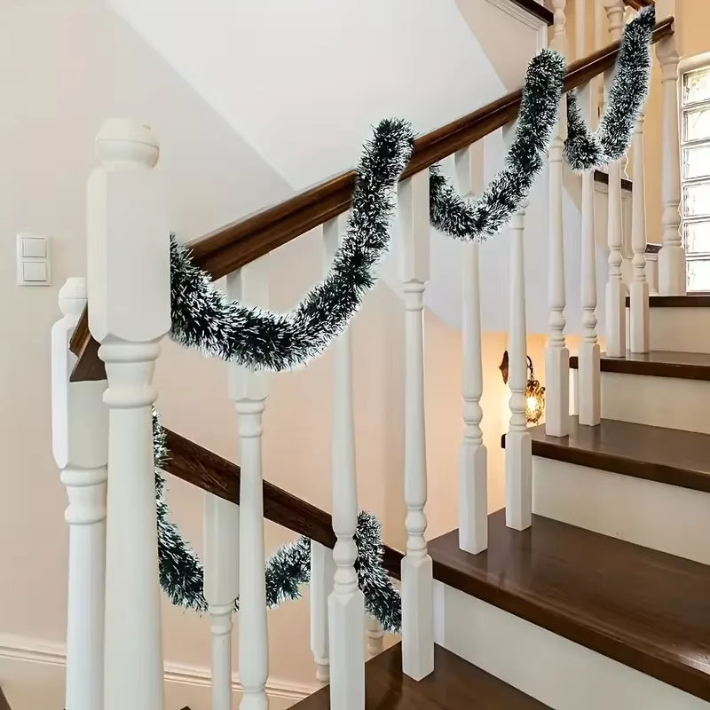 Christmas Ribbon Garland Xmas Tree Foil Pull Flower Ribbons Ornaments Green Cane Tinsel Wedding Party Decoration Supplies