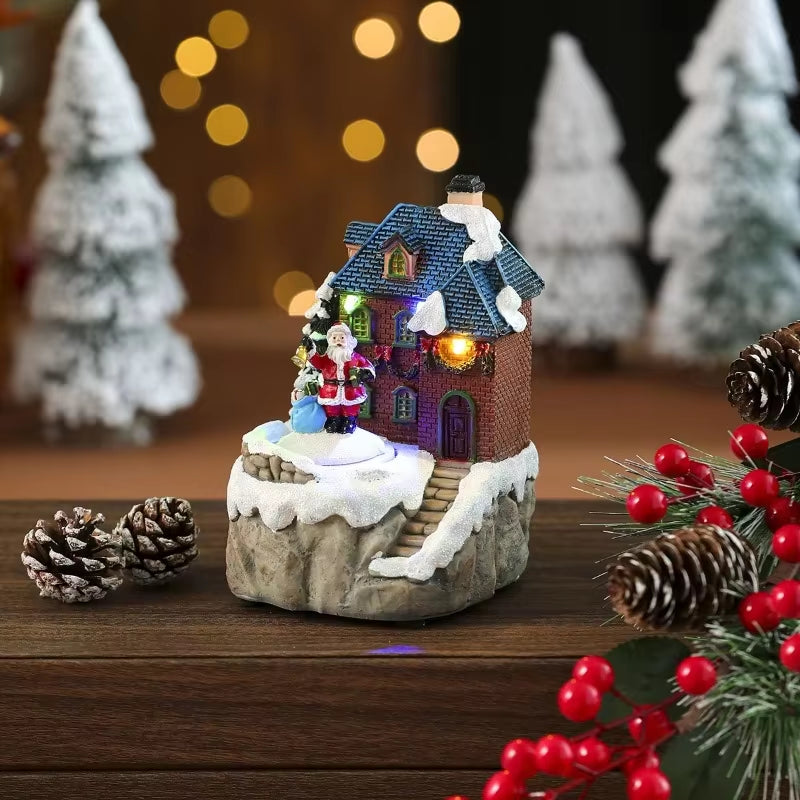 Christmas New Year Gift Rotating Glowing Octave Box Xmas Creative Kitchen Ornament Decoration Christmas Children Music Box Gift