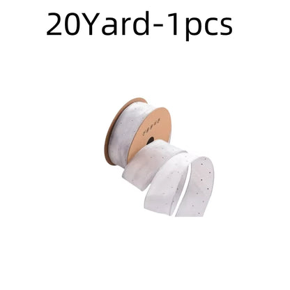 20Yards 4CM Silver Dots Organza Gauze Packaging Ribbon Tape Flower Gift Box Wrap Bow DIY Wedding Christmas Party Decoration