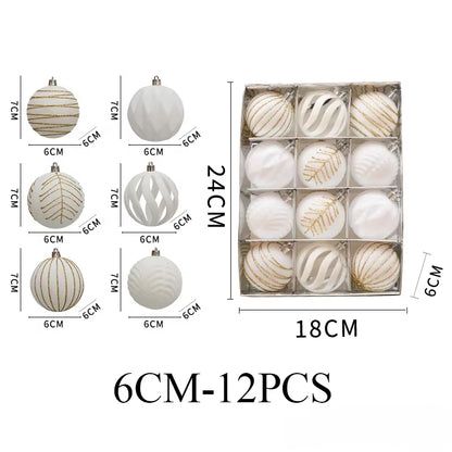 6/12Pcs 6Cm Wine Red Christmas Ball Ornaments Dark Green White Christmas Tree Party Decoration New Christmas Spheres Pendant