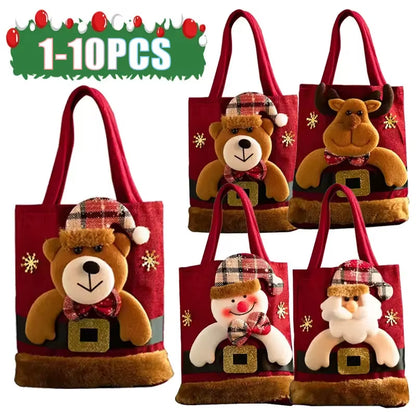 Christmas Gift Tote Bag for Adults and Kids Apple Treat Bag Festive Holiday Party Favor Bag Decorative Christmas Gift Wrapping