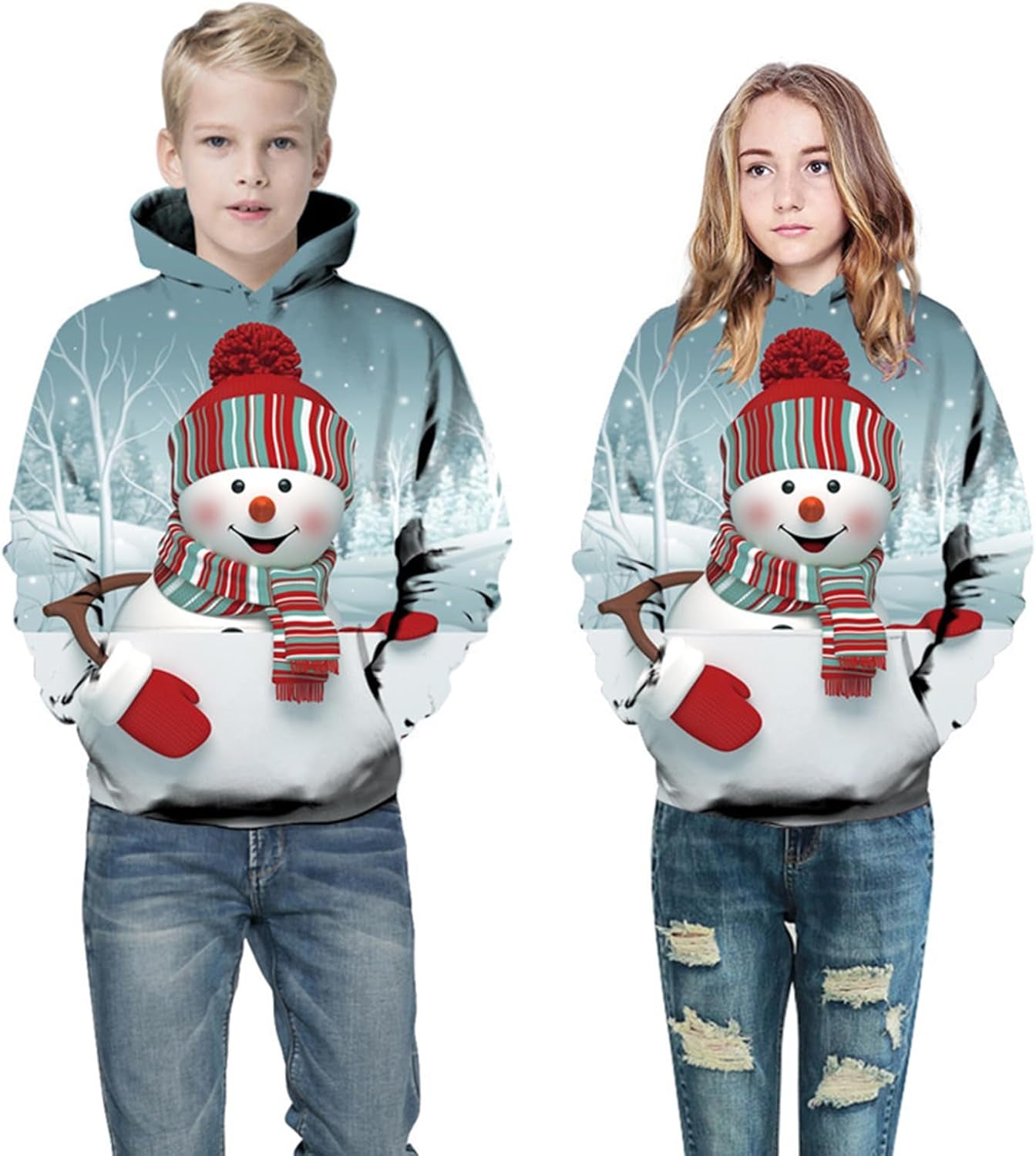 Unisex 3D Printed Casual Christmas Jumpers 3D Graphic Pullover Ugly Funny Xmas Long Sleeve Hoodies or Crewneck Sweatshirts for Men Women Boys Girls Family Winter and Holiday Parties