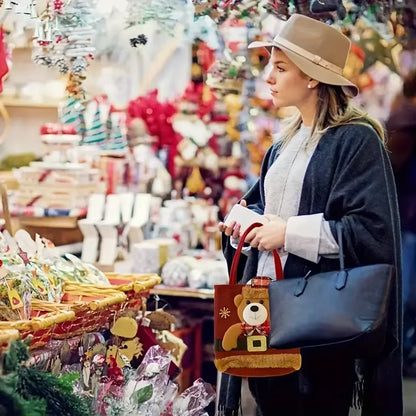 Christmas Gift Tote Bag for Adults and Kids Apple Treat Bag Festive Holiday Party Favor Bag Decorative Christmas Gift Wrapping