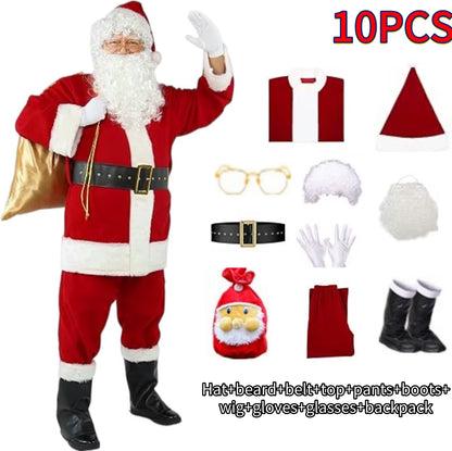 Santa Claus Gold Velvet Set Christmas Warm Clothing Men'S Christmas Clothing Adult Character Cosplay Costume
