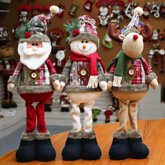 Christmas Dolls Tree Decor New Year Ornament Reindeer Snowman Santa Claus Standing Doll Navidad Decoration Merry Christmas 2023