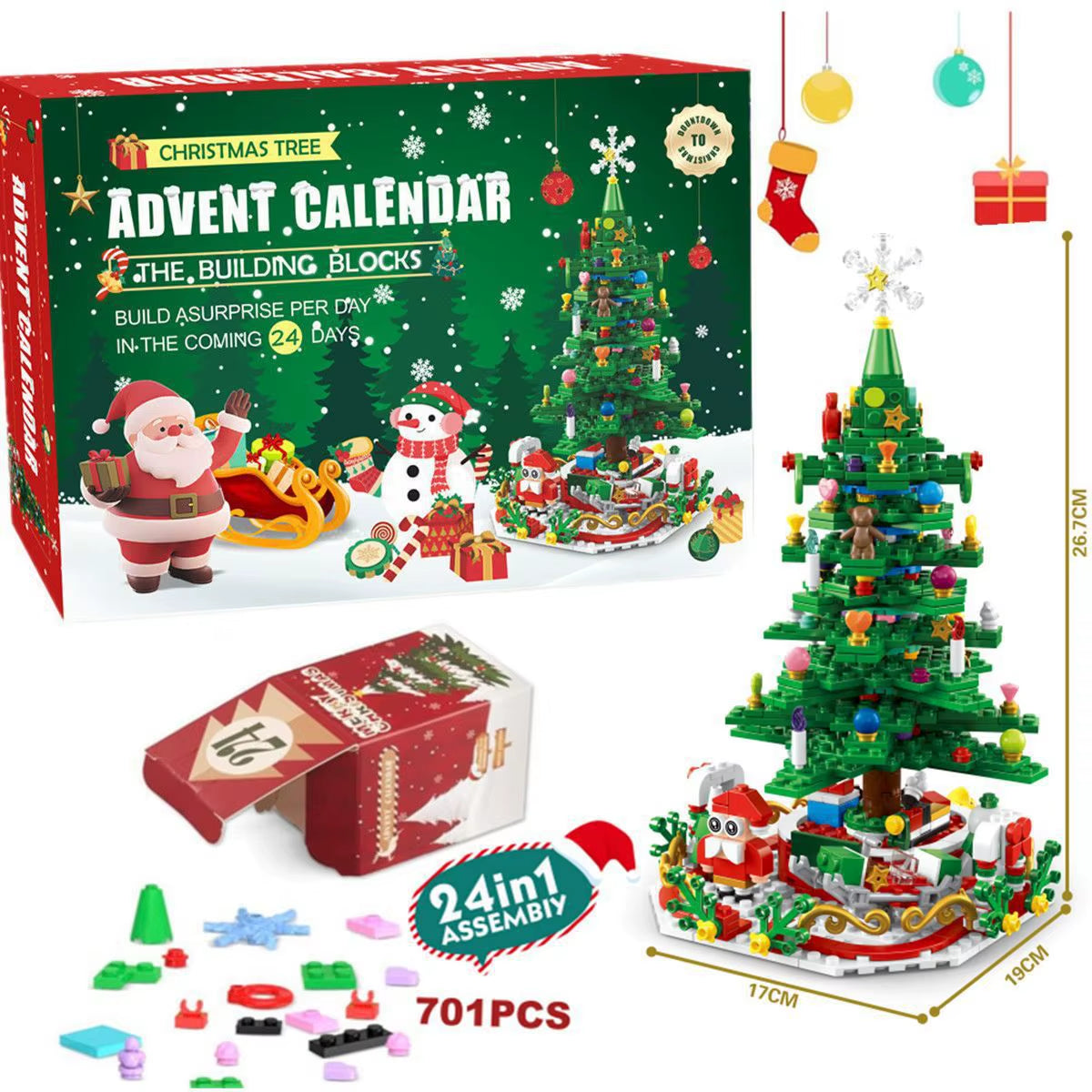 2026 Christmas Advent Calendar Gift Box Christmas Tree Train 24Days Countdown Christmas Calendar Box New Year Navidad Gift