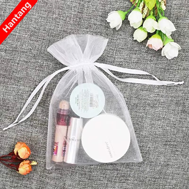 50Pcs Tulle Bags Organza Sheer Gauze Element Jewelry Bags Packing Drawable Organza Bags Wedding Christmas Organza Gift Bag 5Z