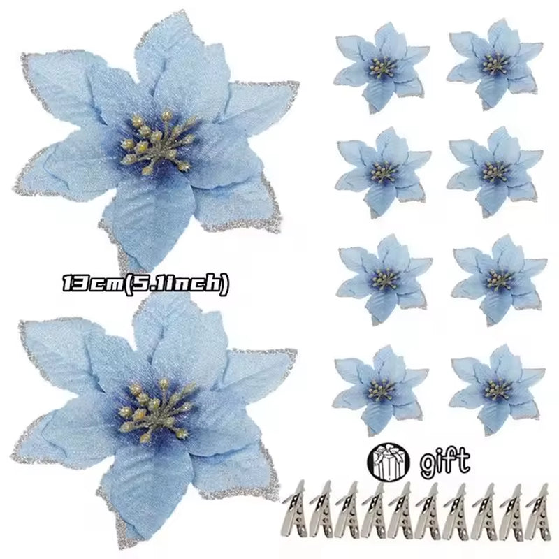 100-1Pcs 14.5Cm Artificial Christmas Flowers Christmas Tree Decorations Happy New Year Decorations Christmas Fake Flowers