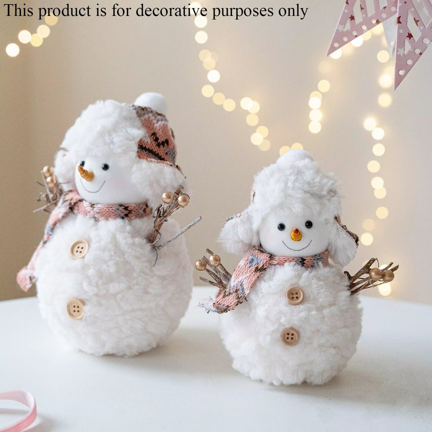 1Pc/3Pc Pink Knitted Christmas Snowman Ornaments, Desktop Decorations, Small Holiday Party Figurines, Holiday Party Decorations