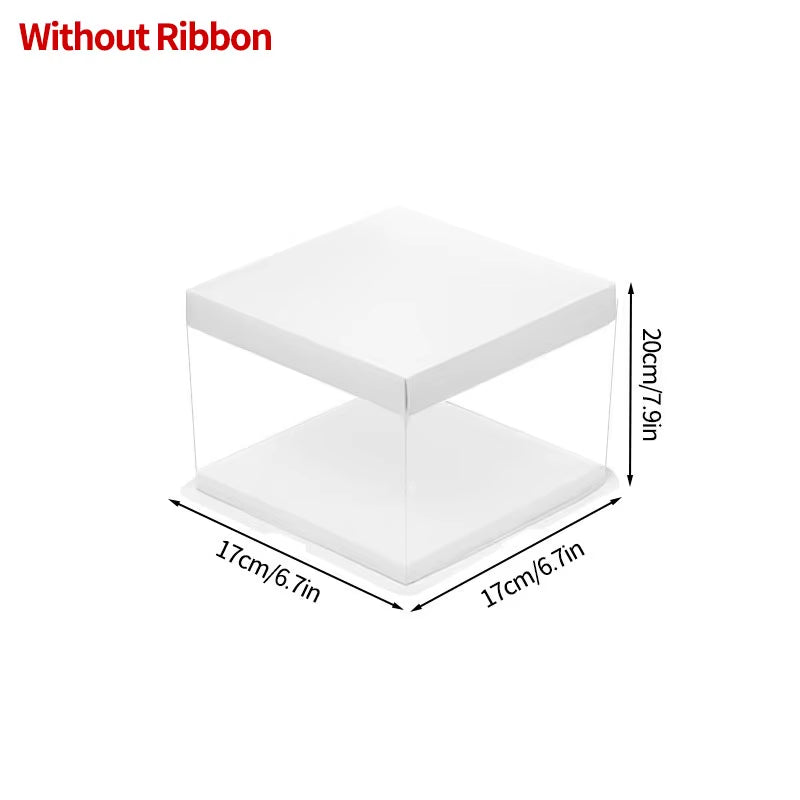 Transparent Birthday Cake Box Clear Gift Box Bakery Wrapping Boxes Cake Dessert Storage Boxes Wedding Party Present Case