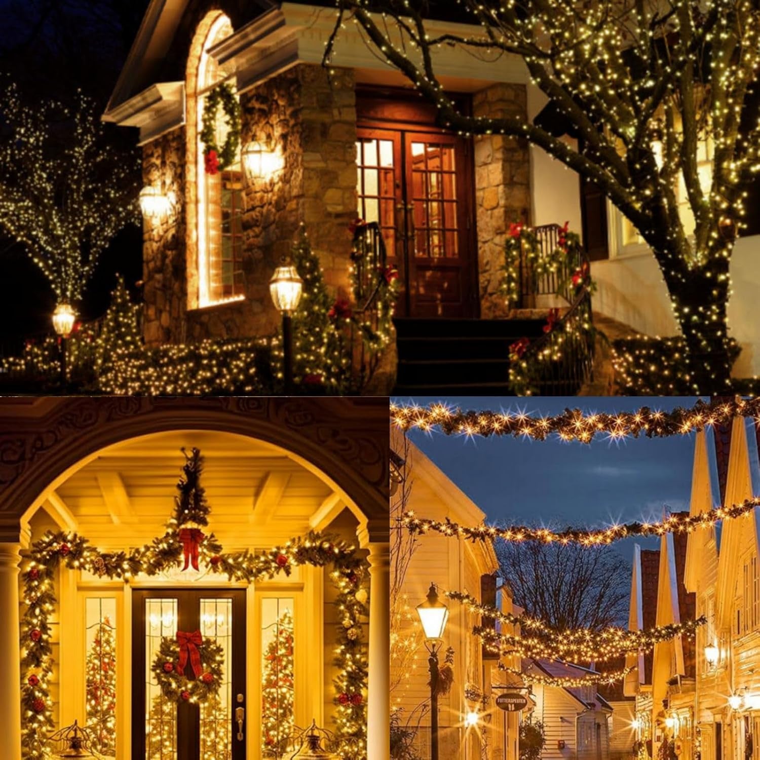 Christmas Cluster Lights 2.5M 200LED Christmas String Lights Battery Operated Fairy Light with 8 Modes Waterproof Xmas Tree Light for outside Indoor Decorations(Warm White)