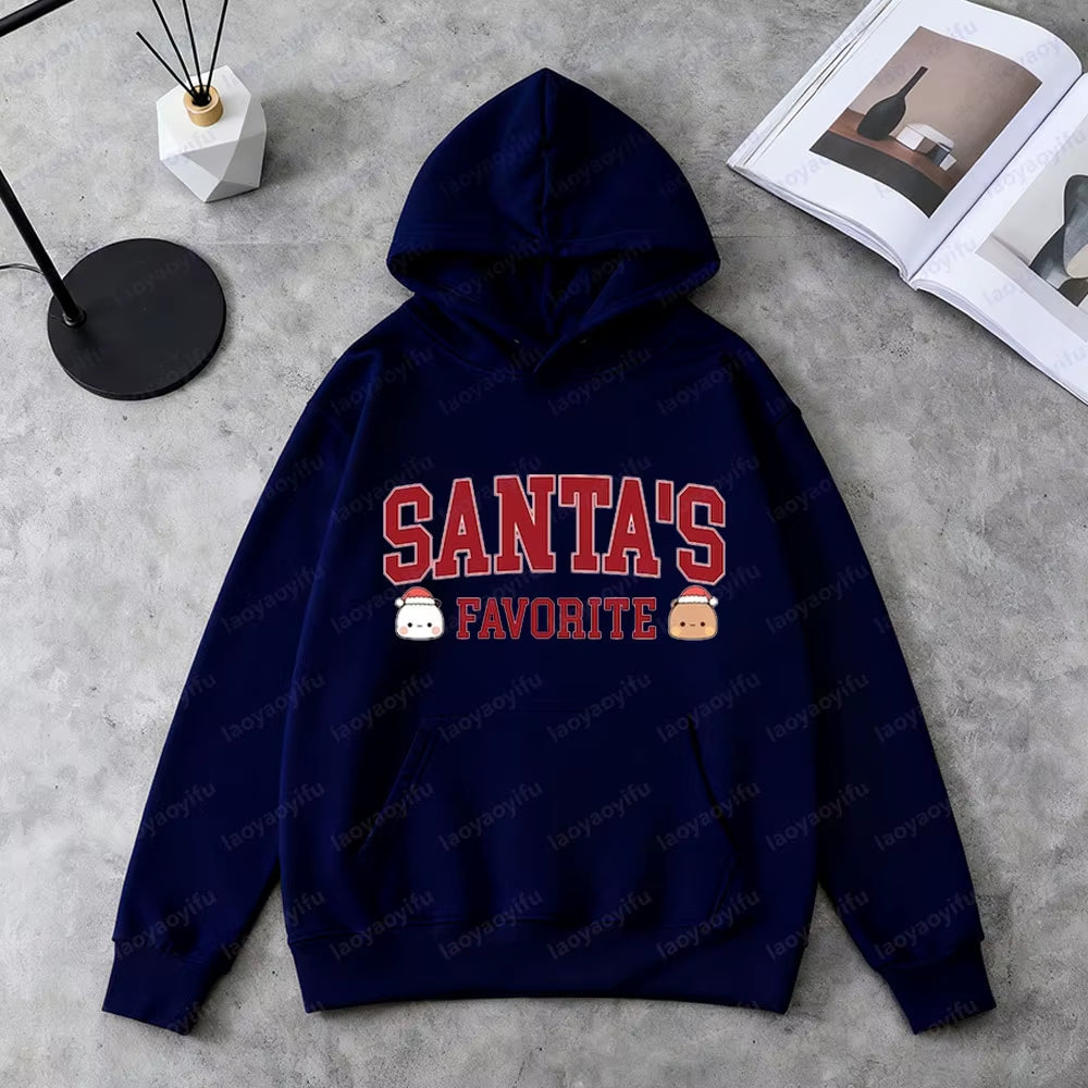 Santa’S Favorite Bubu Dudu Sweatshirt Cute Christmas Hoodies Holiday Gift for Her Winter Outfit Women Men Casual Fashion Apparel