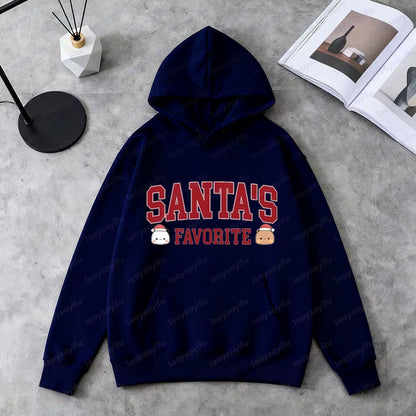 Santa’S Favorite Bubu Dudu Sweatshirt Cute Christmas Hoodies Holiday Gift for Her Winter Outfit Women Men Casual Fashion Apparel