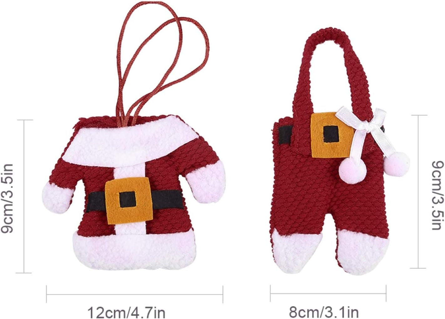 6X Christmas Cutlery Silverware Holders Pockets Knifes Forks Bag Santa Suit Xmas Party Dinner Table Decoration (Red)