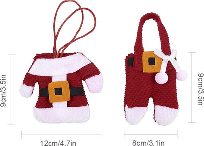 6X Christmas Cutlery Silverware Holders Pockets Knifes Forks Bag Santa Suit Xmas Party Dinner Table Decoration (Red)