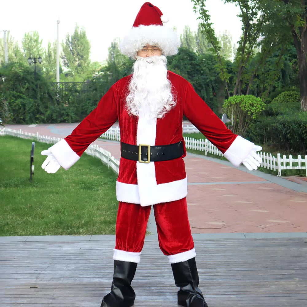 Santa Claus Gold Velvet Set Christmas Warm Clothing Men'S Christmas Clothing Adult Character Cosplay Costume
