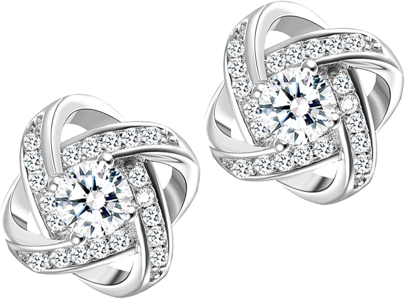 Sale Clearance Earrings Women’S 925 Sterling Silver Stud Cubic Zirconia Ear Studs One Pair Cubic Zirconia Earrings Gifts for Mother'S Day