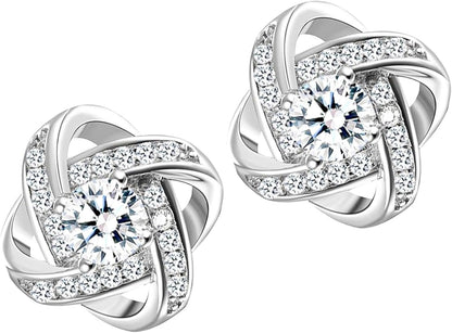 Sale Clearance Earrings Women’S 925 Sterling Silver Stud Cubic Zirconia Ear Studs One Pair Cubic Zirconia Earrings Gifts for Mother'S Day