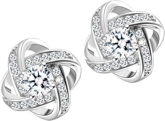 Sale Clearance Earrings Women’S 925 Sterling Silver Stud Cubic Zirconia Ear Studs One Pair Cubic Zirconia Earrings Gifts for Mother'S Day