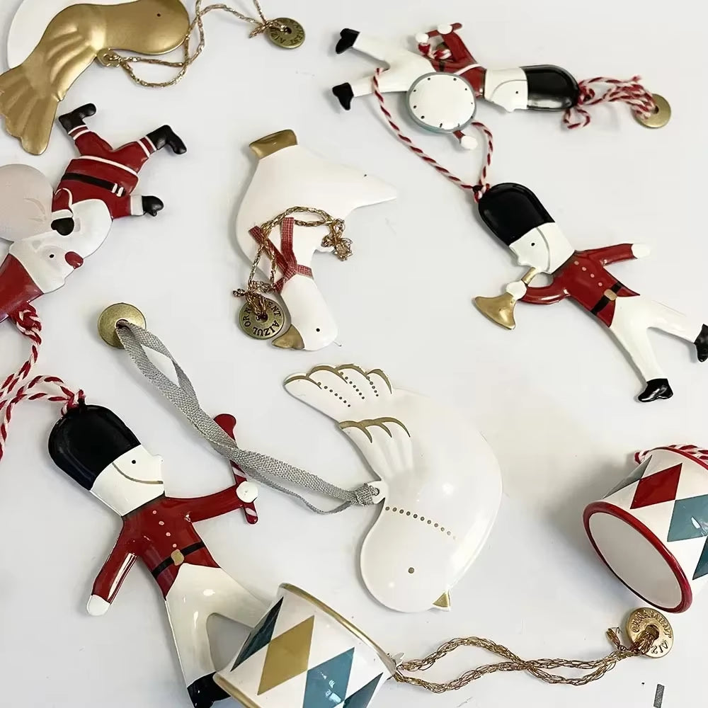 Nordic Denmark'S Same Christmas Tree Decoration Pendant Soldier Angel Double Sided Iron Sheet Metal Pendant Christmas Decor