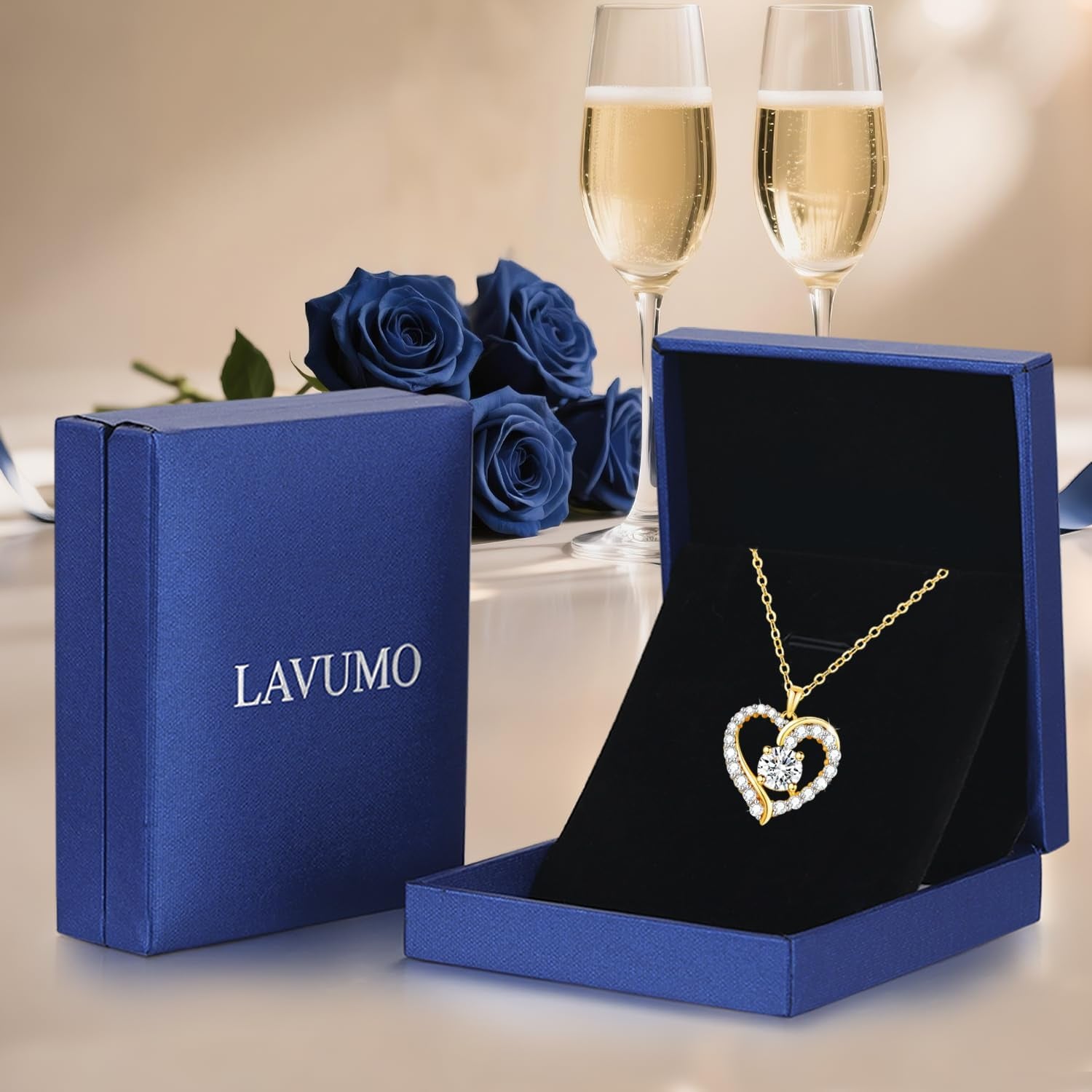 Necklaces for Women Gold Heart Necklace 925 Sterling Silver Birthstone Necklace, 14K Gold Jewellery Gifts for Women Her Girlfriend Wife Christmas Anniversary Birthday Mothers Day