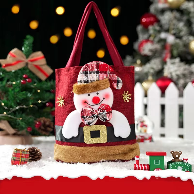 Christmas Gift Tote Bag for Adults and Kids Apple Treat Bag Festive Holiday Party Favor Bag Decorative Christmas Gift Wrapping