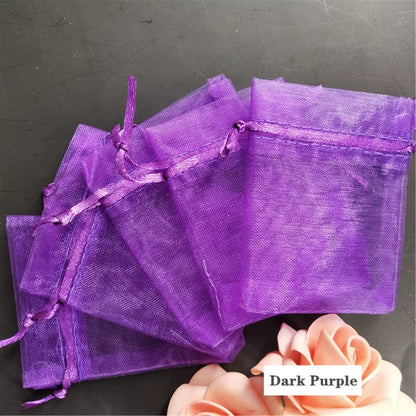 50Pcs Tulle Bags Organza Sheer Gauze Element Jewelry Bags Packing Drawable Organza Bags Wedding Christmas Organza Gift Bag 5Z