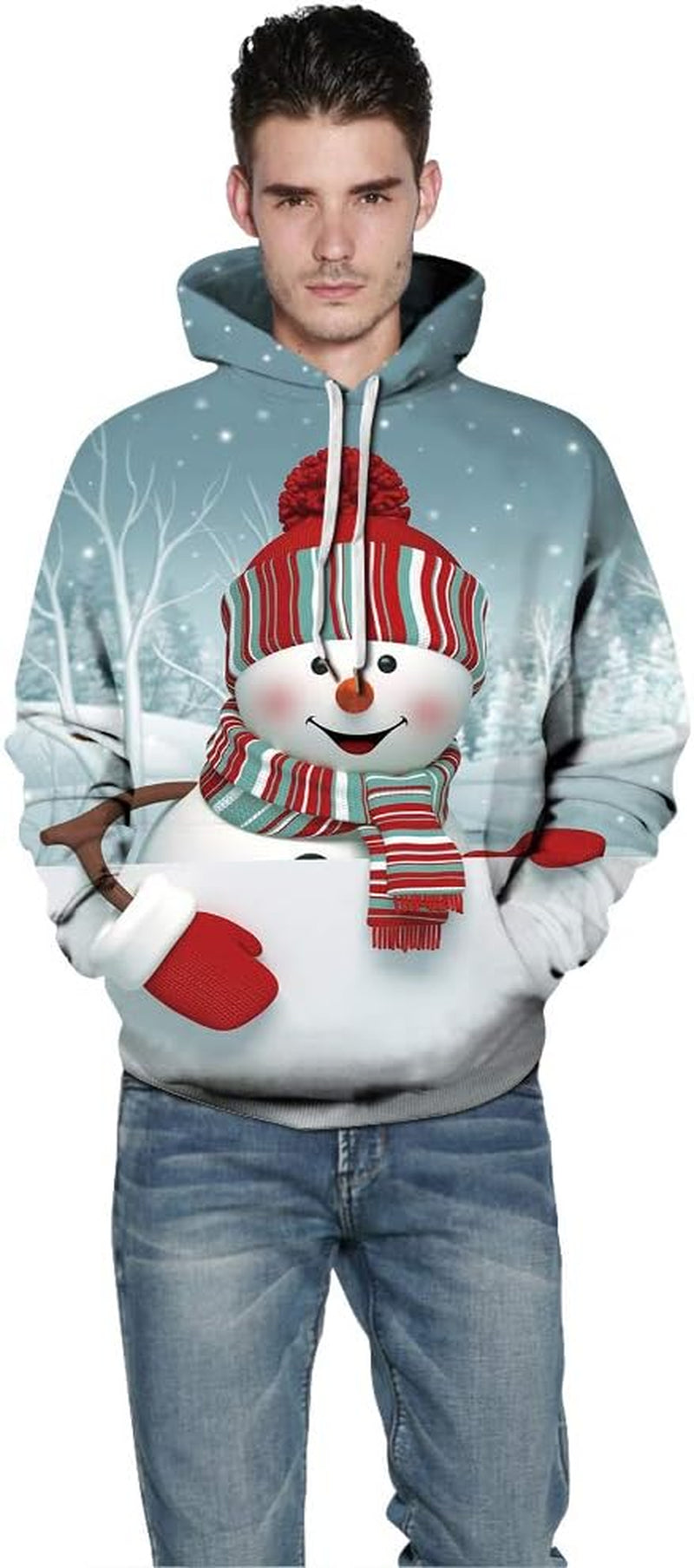 Unisex 3D Printed Casual Christmas Jumpers 3D Graphic Pullover Ugly Funny Xmas Long Sleeve Hoodies or Crewneck Sweatshirts for Men Women Boys Girls Family Winter and Holiday Parties