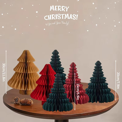 Christmas Tree Honeycomb Ball Decoration 3D Merry Christmas Ornament Paper Hanging Xmas Tree Model 2026 Party Favors Navidad