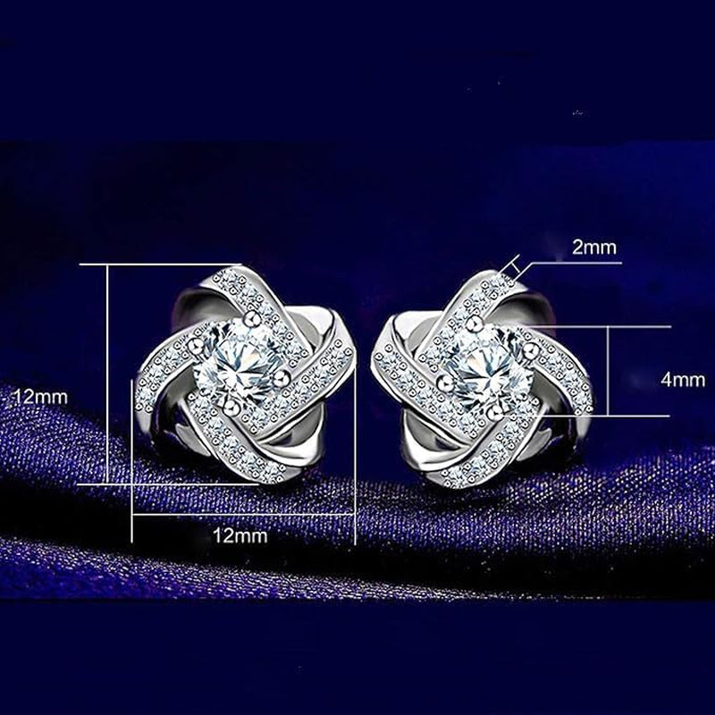 Sale Clearance Earrings Women’S 925 Sterling Silver Stud Cubic Zirconia Ear Studs One Pair Cubic Zirconia Earrings Gifts for Mother'S Day